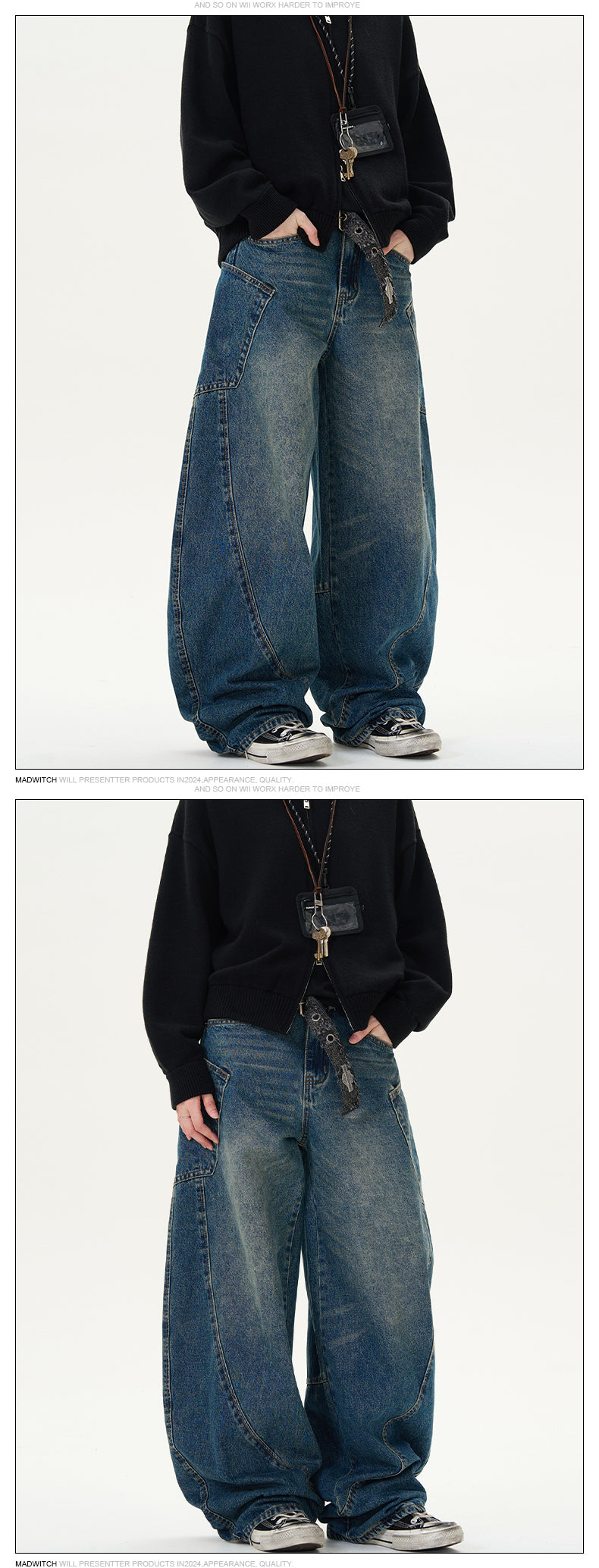 MADWITCH CURVED LEG JEANS #58115