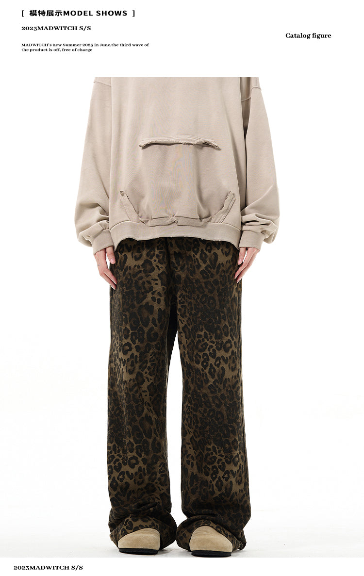 MADWITCH LEOPARD PRINT CASUAL PANTS #WH6854