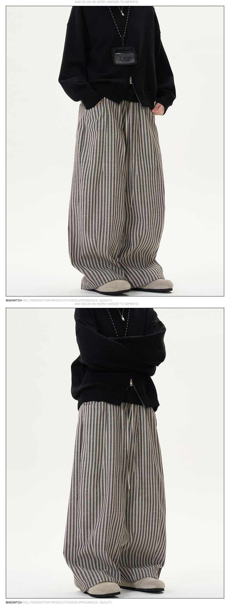 MADWITCH STRIPED DRAPEY CASUAL PANTS #DCC817