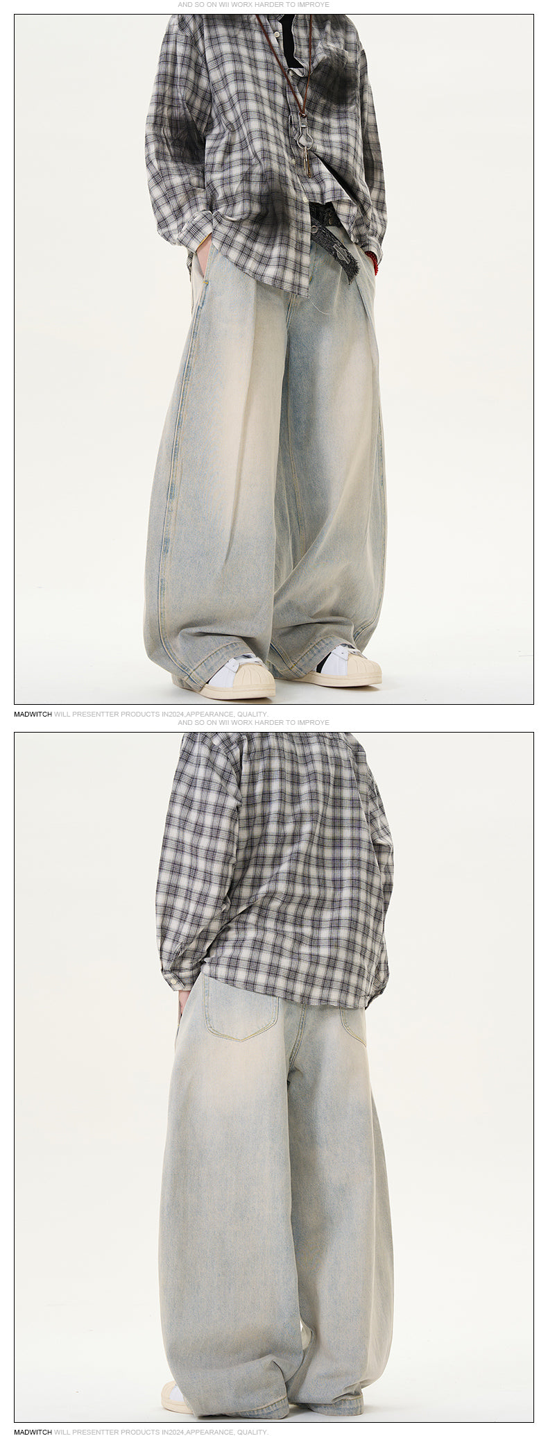 MADWITCH WASHED WIDE-LEG JEANS #K5355