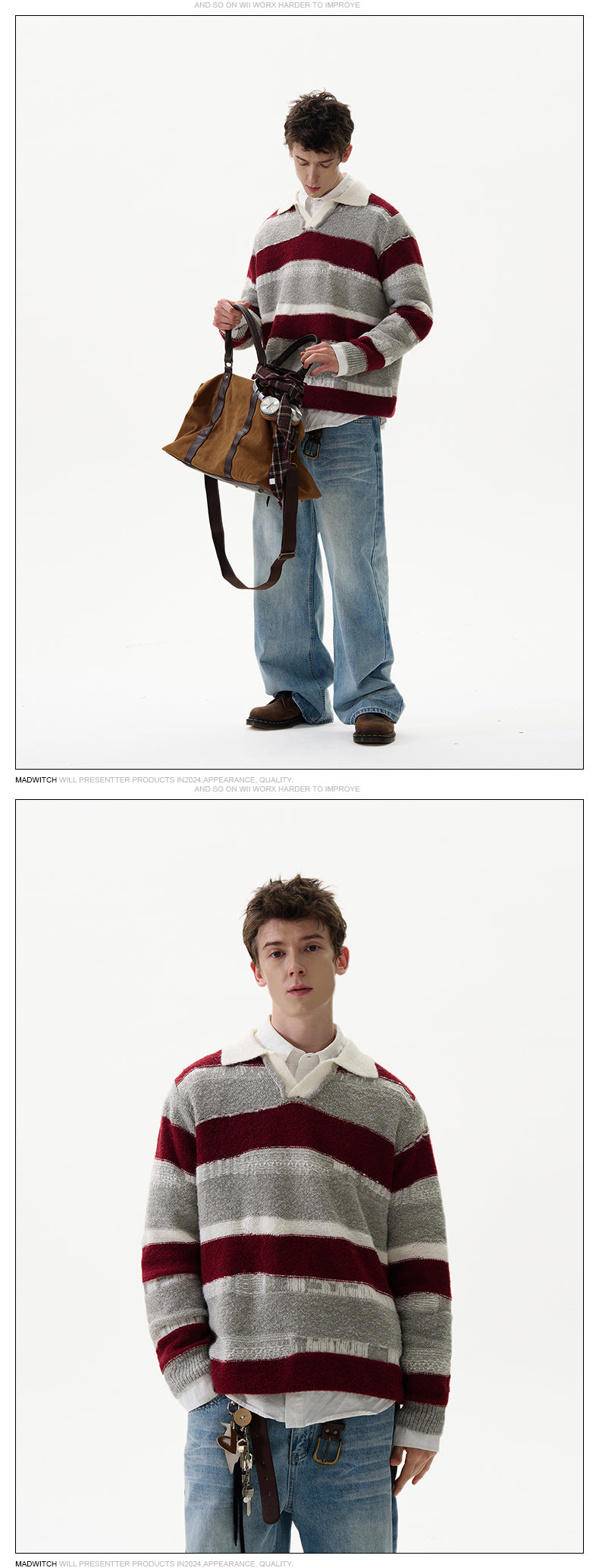 MADWITCH IRREGULAR STRIPED SWEATER #G840