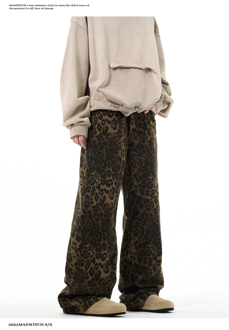 MADWITCH LEOPARD PRINT CASUAL PANTS #WH6854