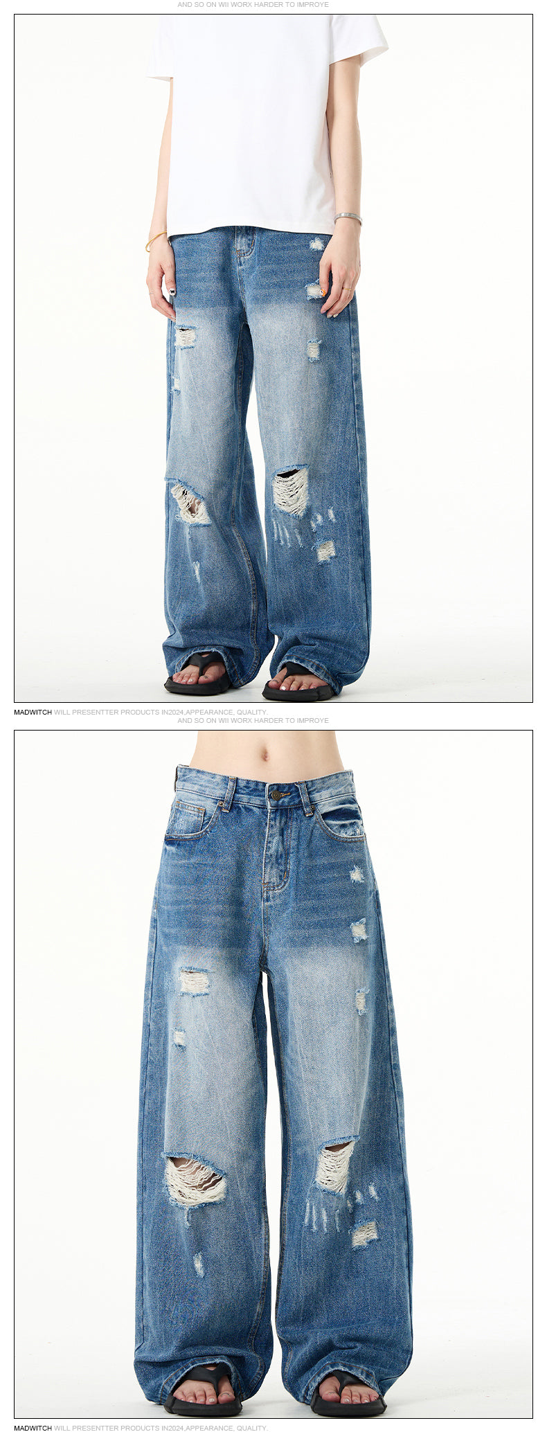 MADWITCH DISTRESSED DETAILS JEANS #K9302