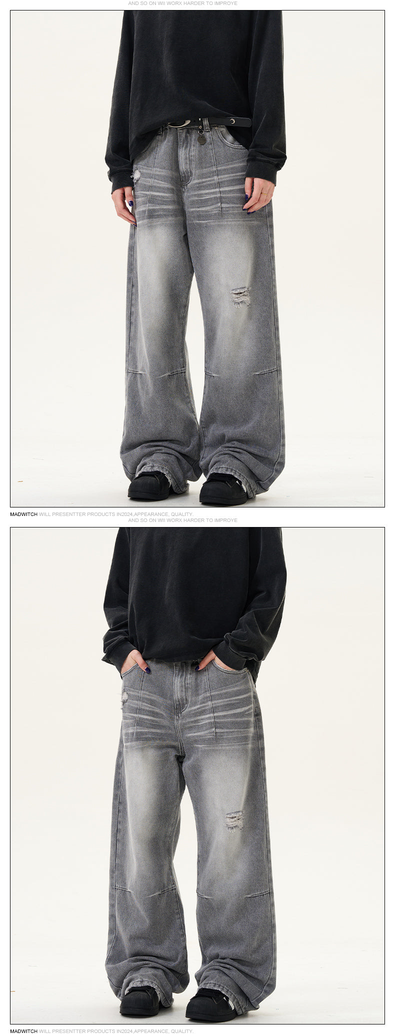 MADWITCH DISTRESSED DECONSTRUCTED JEANS #D1639