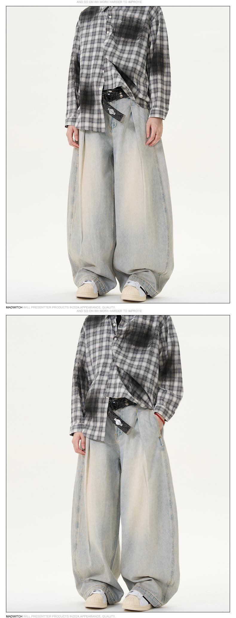 MADWITCH WASHED WIDE-LEG JEANS #K5355