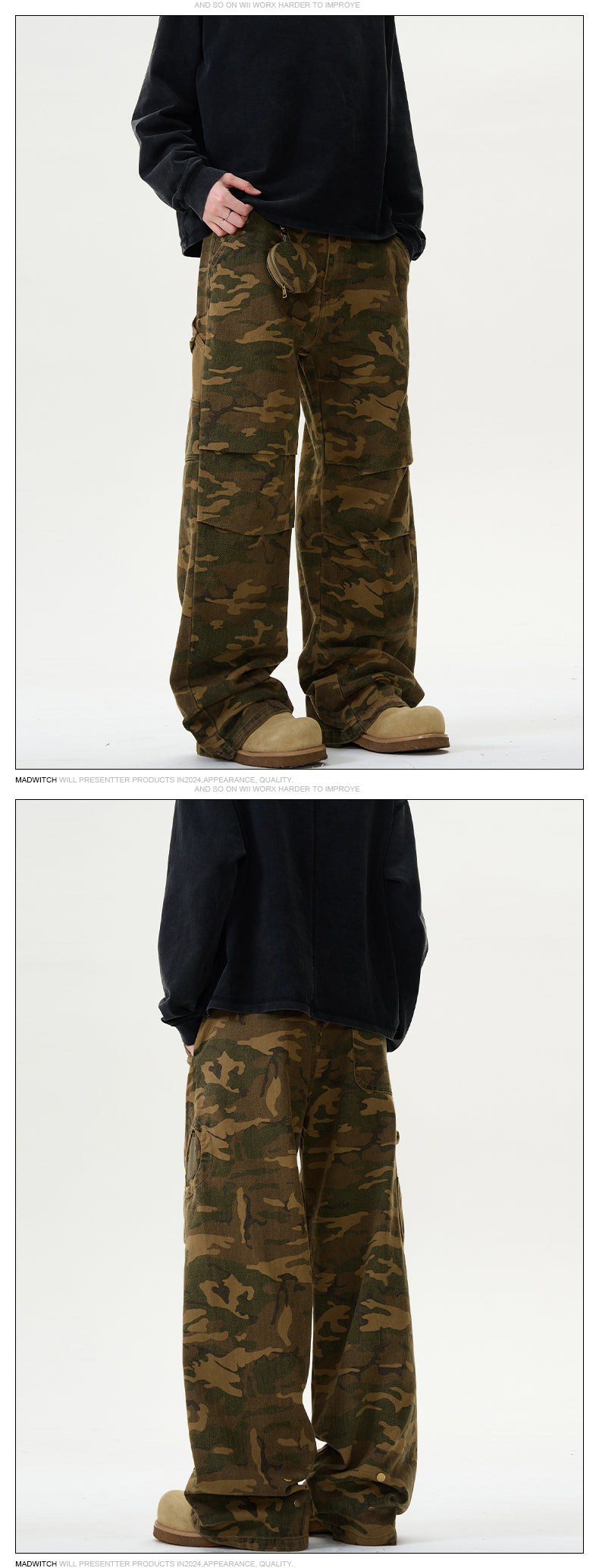 MADWITCH CAMOUFLAGE STRAIGHT LEG WORK PANTS #DCC808