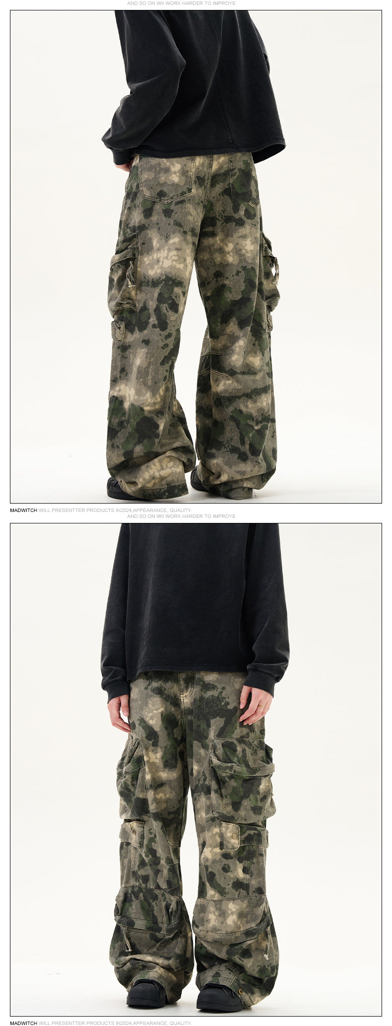 MADWITCH HEAVY-DUTY STREETWEAR CAMOUFLAGE PANTS #CK3318