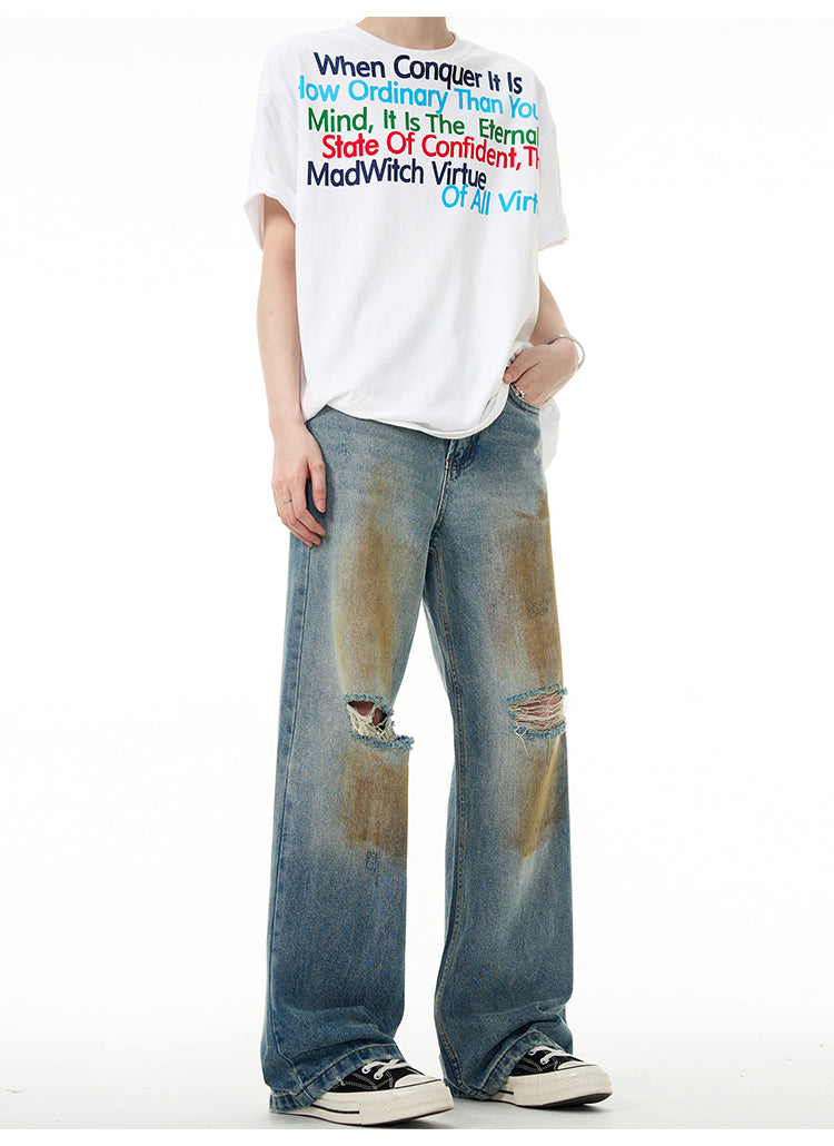 MADWITCH DISTRESSED RIPPED JEANS #F9033