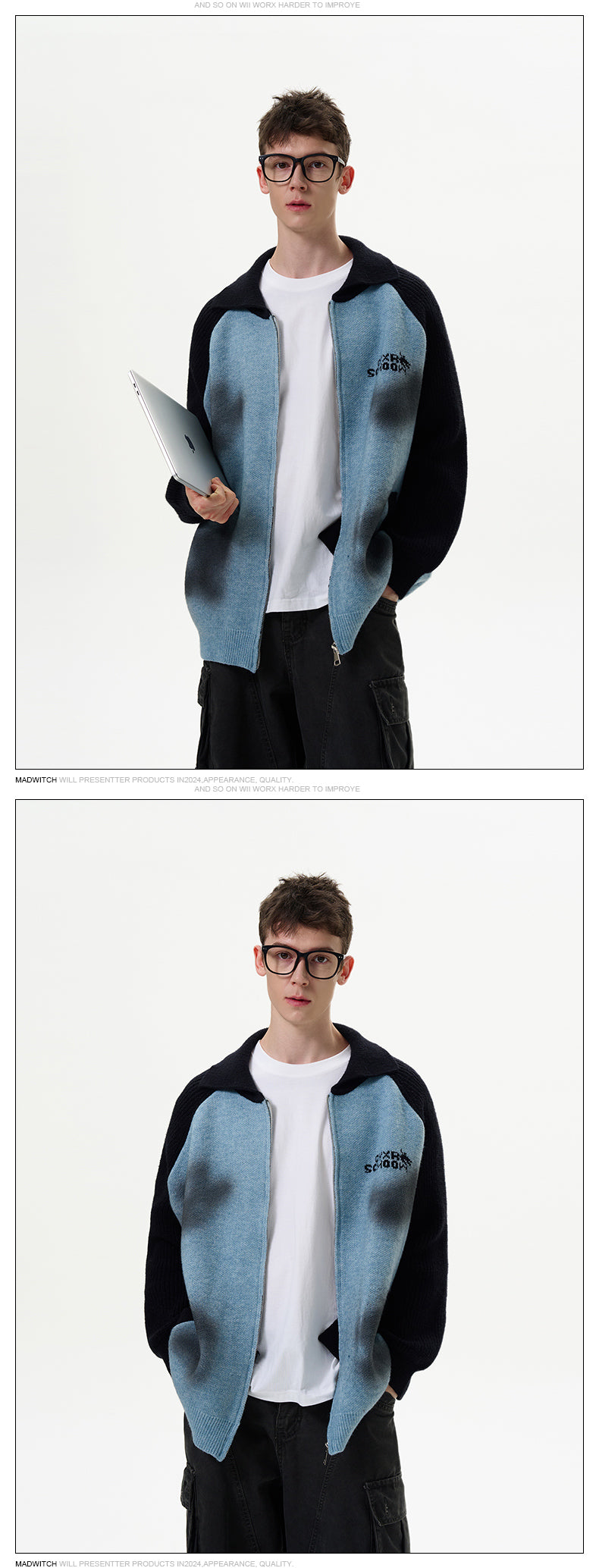 MADWITCH COLOR-BLOCKED SWEATER JACKET #M390