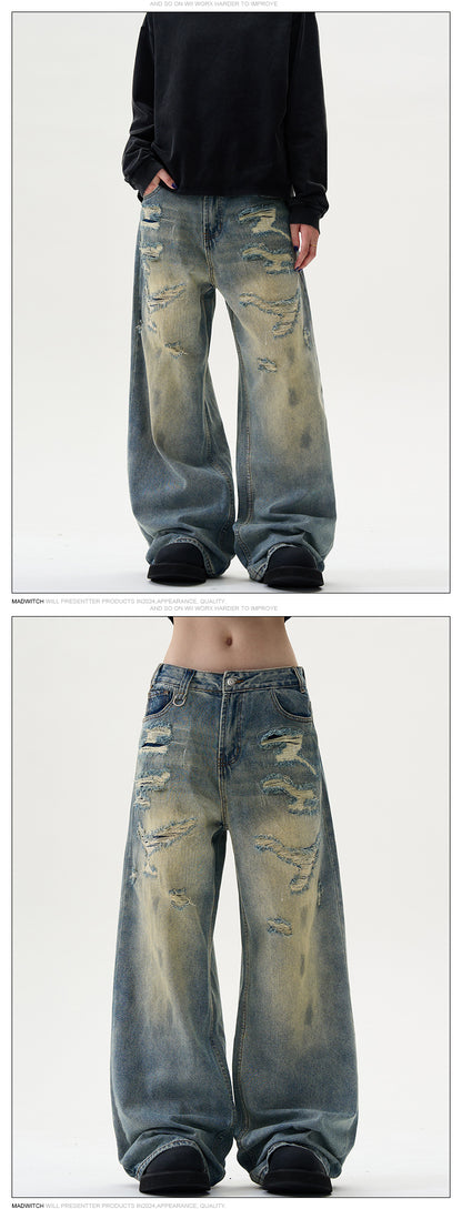 MADWITCH WASHED DISTRESSED JEANS #58085