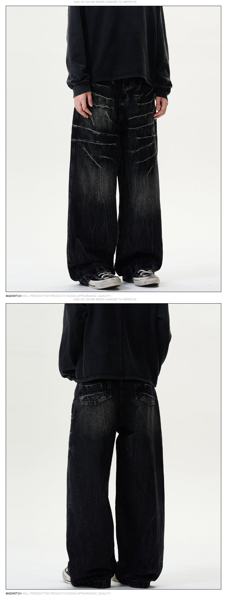 MADWITCH CRACKLE WASHED DENIM PANTS #DCD1650