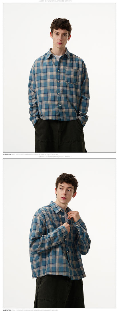 MADWITCH SLIM FIT HEIGHTENING PLAID SHIRT #RC76