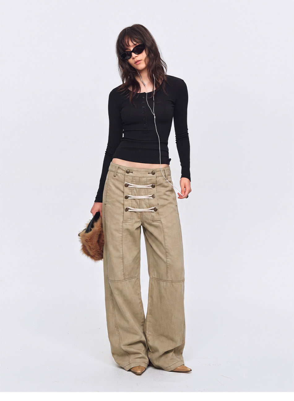MADWITCH BRAIDED NAPOLEON WIDE-LEG PANTS #Y6790