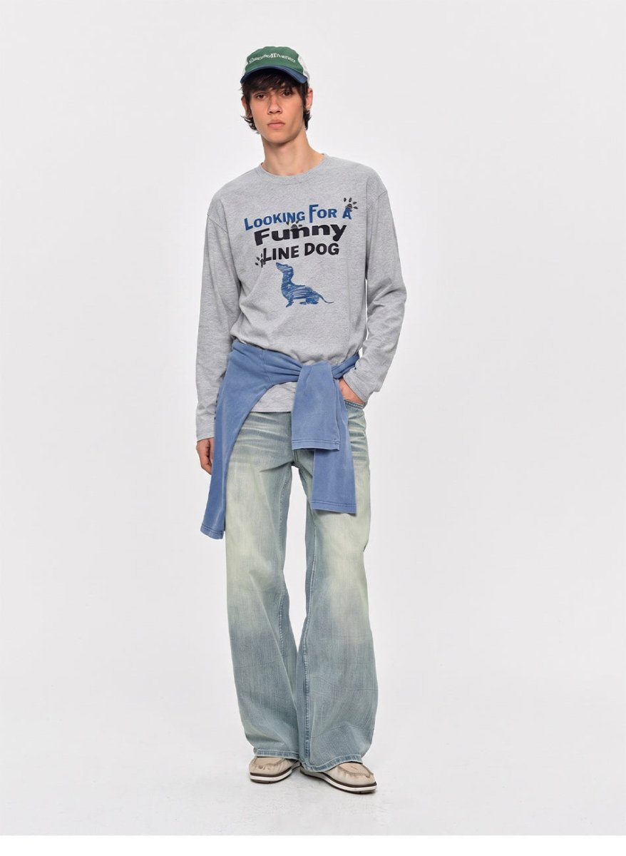 MADWITCH DACHSHUND GRAPHIC LONGSLEEVE T-SHIRT 27603 - MadWitch Store