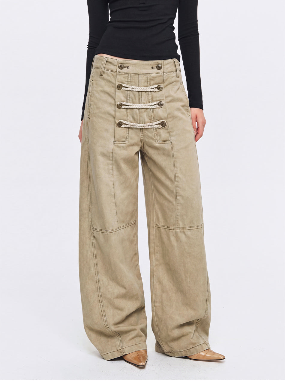 MADWITCH BRAIDED NAPOLEON WIDE-LEG PANTS #Y6790