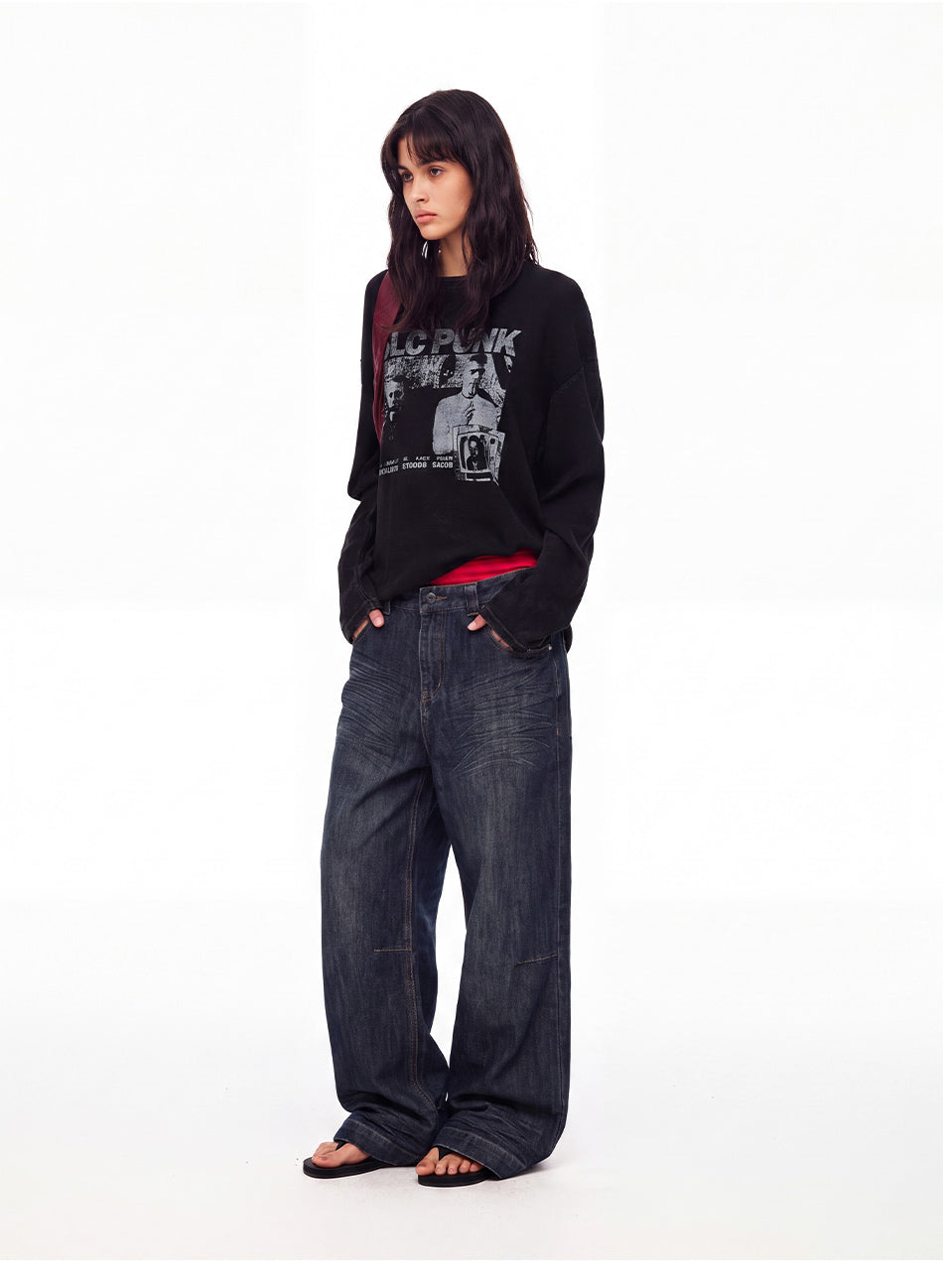 MADWITCH VINTAGE UNION JACK EMBROIDERED JEANS #L2026520