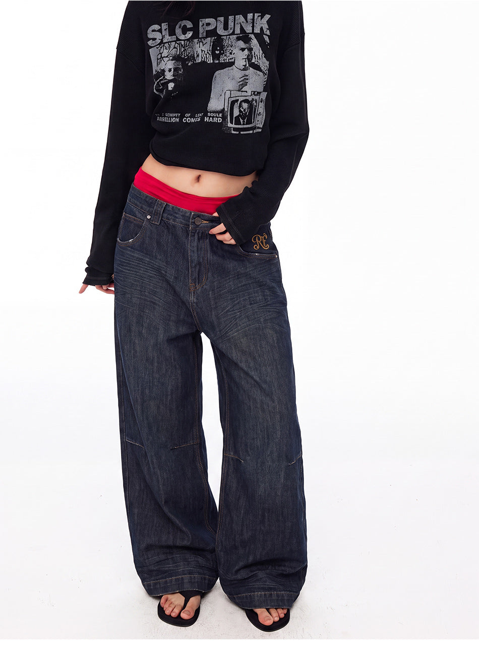 MADWITCH VINTAGE UNION JACK EMBROIDERED JEANS #L2026520