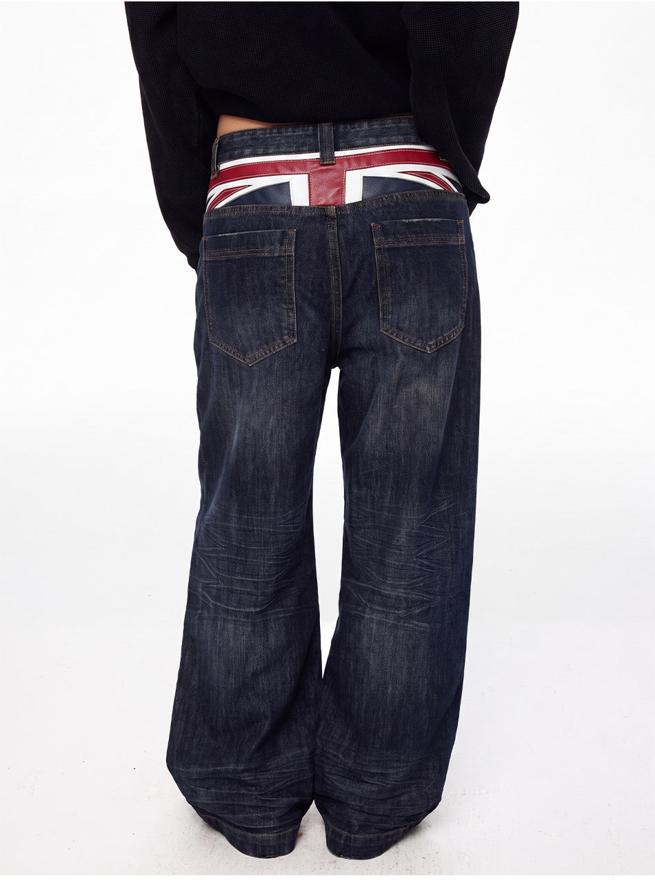 MADWITCH VINTAGE UNION JACK EMBROIDERED JEANS #L2026520