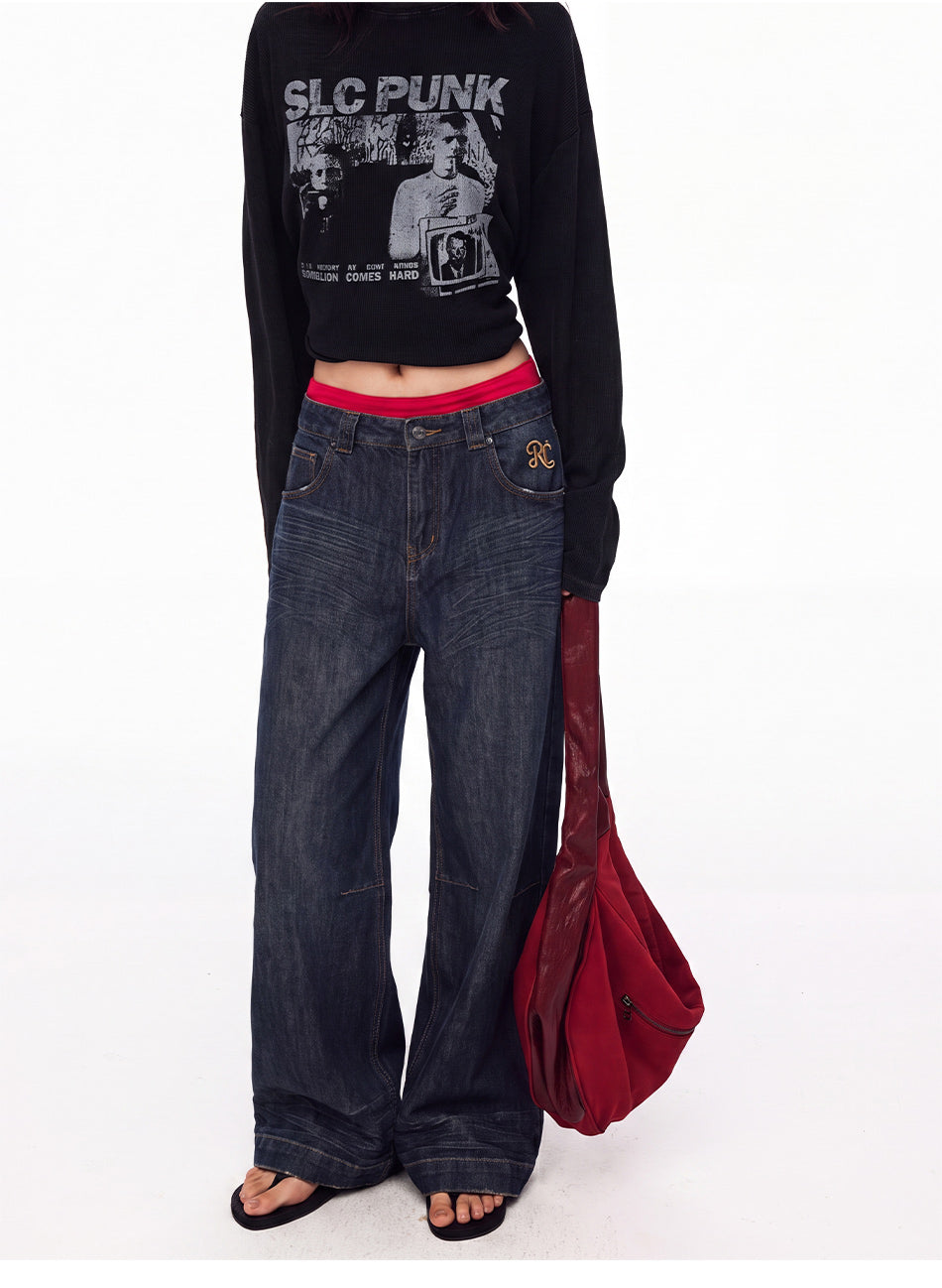 MADWITCH VINTAGE UNION JACK EMBROIDERED JEANS #L2026520
