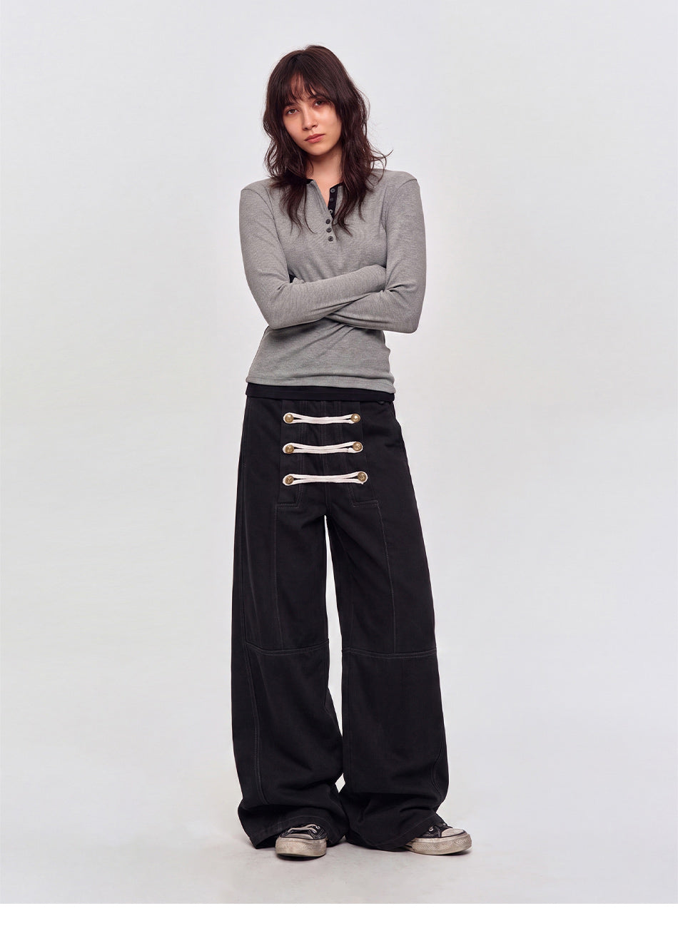 MADWITCH BRAIDED NAPOLEON WIDE-LEG PANTS #Y6790