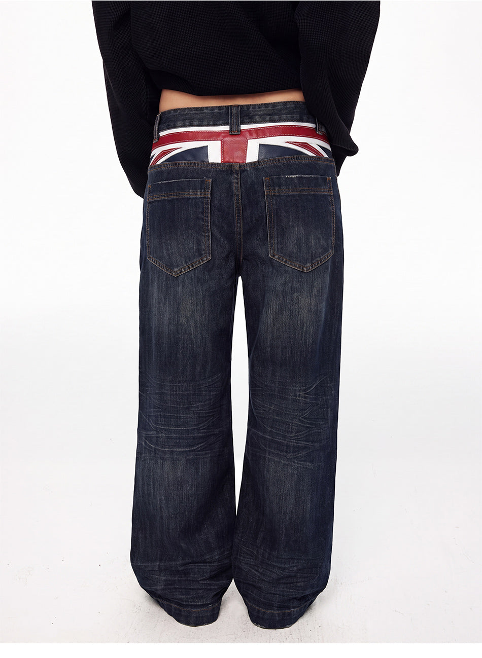 MADWITCH VINTAGE UNION JACK EMBROIDERED JEANS #L2026520