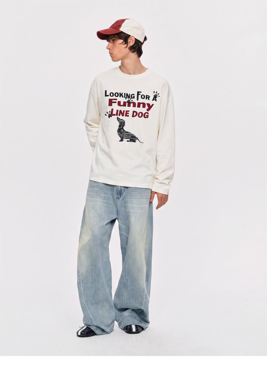 MADWITCH DACHSHUND GRAPHIC LONGSLEEVE T-SHIRT 27603 - MadWitch Store