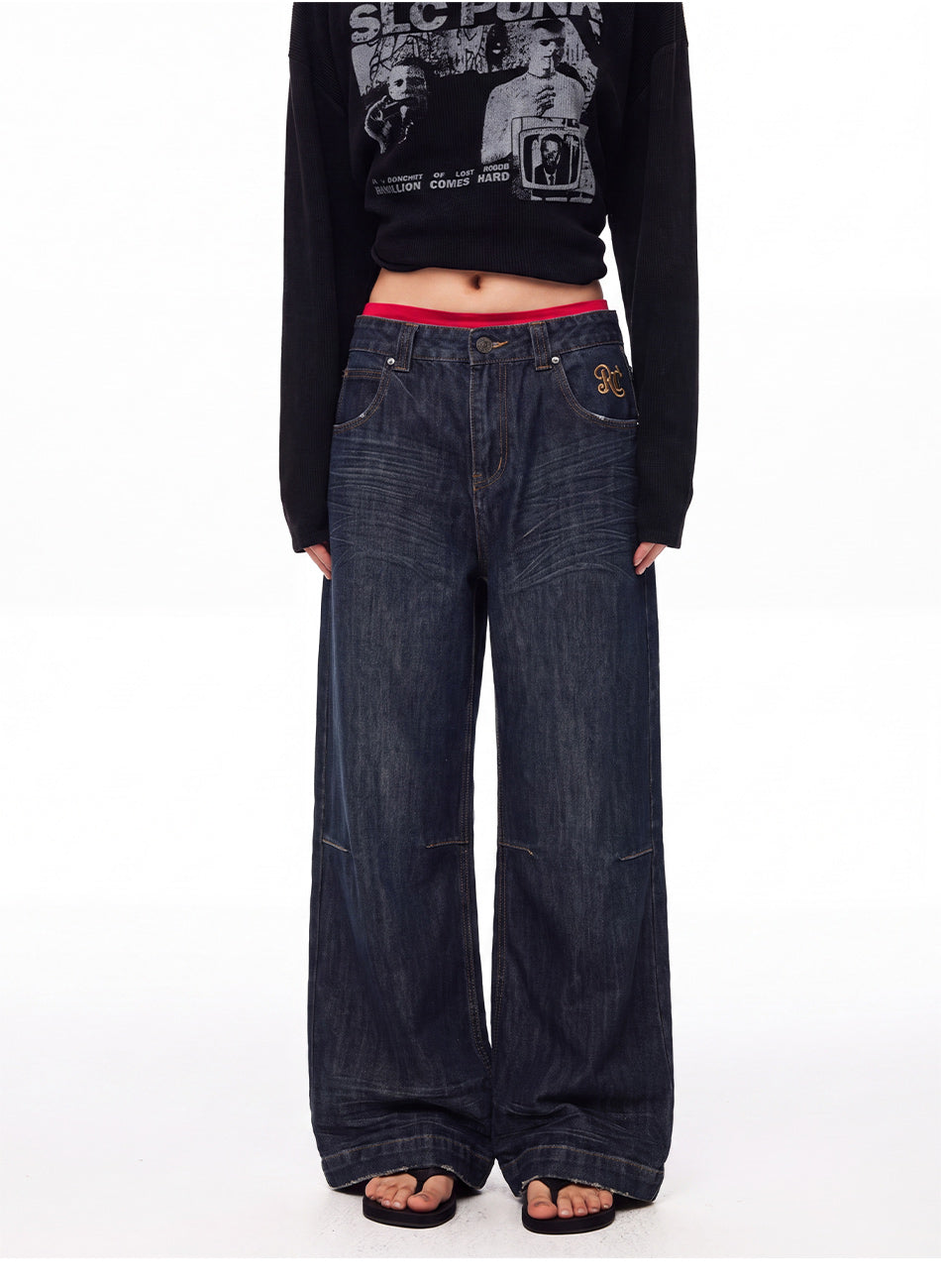 MADWITCH VINTAGE UNION JACK EMBROIDERED JEANS #L2026520