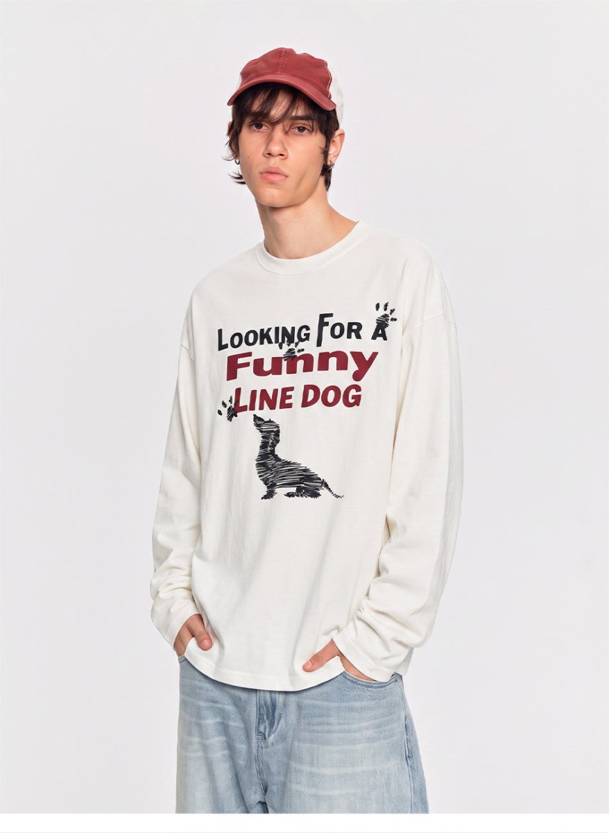 MADWITCH DACHSHUND GRAPHIC LONGSLEEVE T-SHIRT 27603 - MadWitch Store