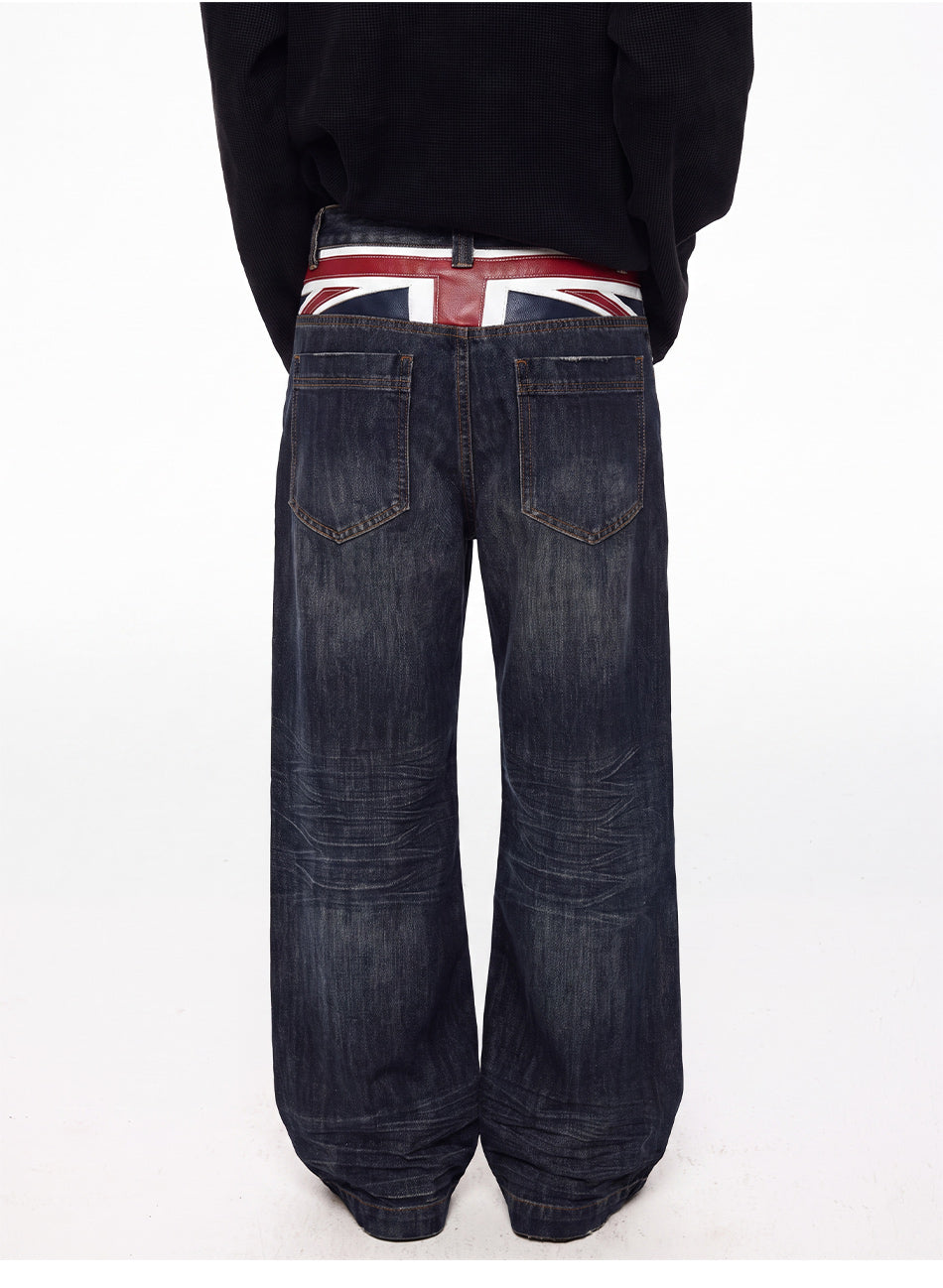 MADWITCH VINTAGE UNION JACK EMBROIDERED JEANS #L2026520