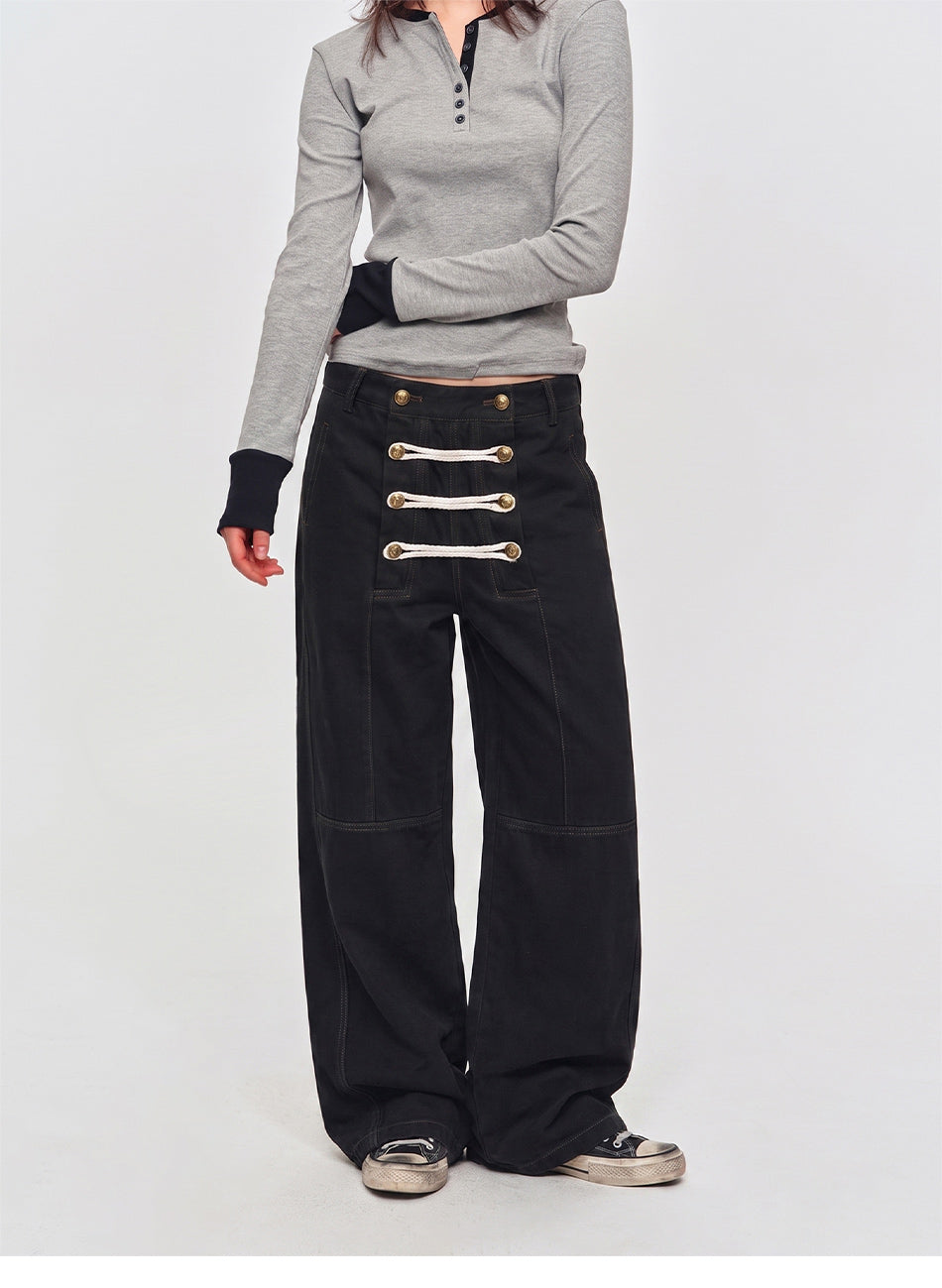 MADWITCH BRAIDED NAPOLEON WIDE-LEG PANTS #Y6790