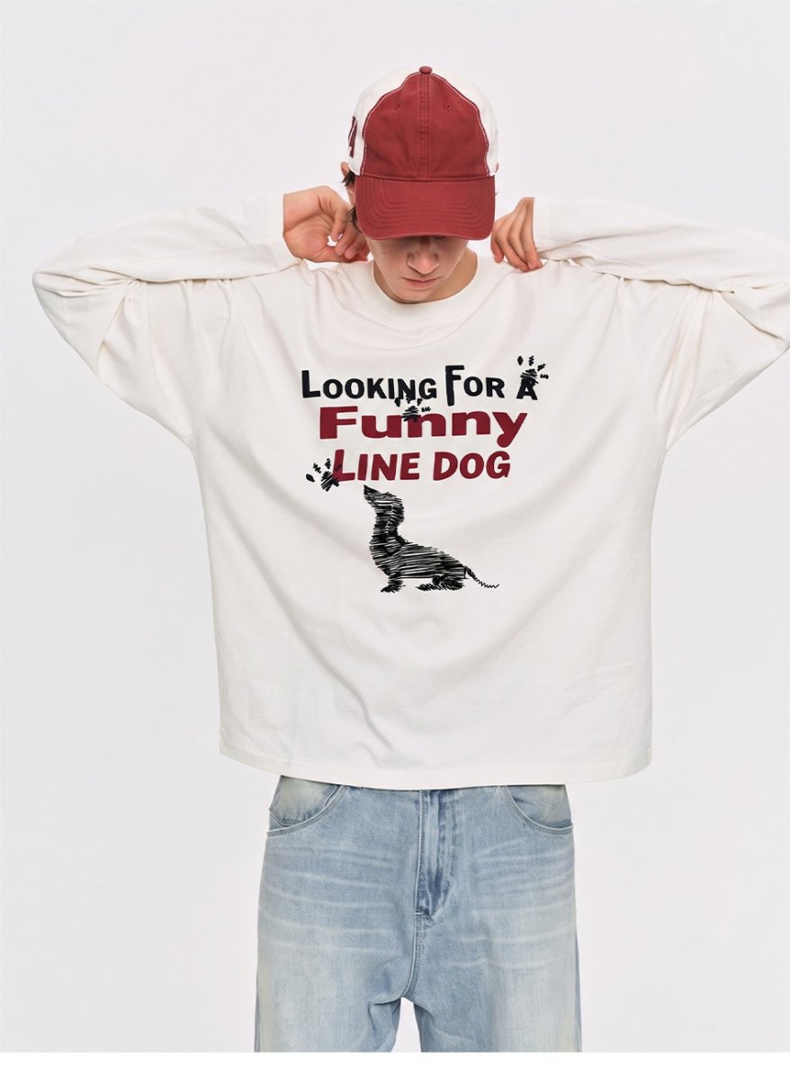 MADWITCH DACHSHUND GRAPHIC LONGSLEEVE T-SHIRT 27603 - MadWitch Store