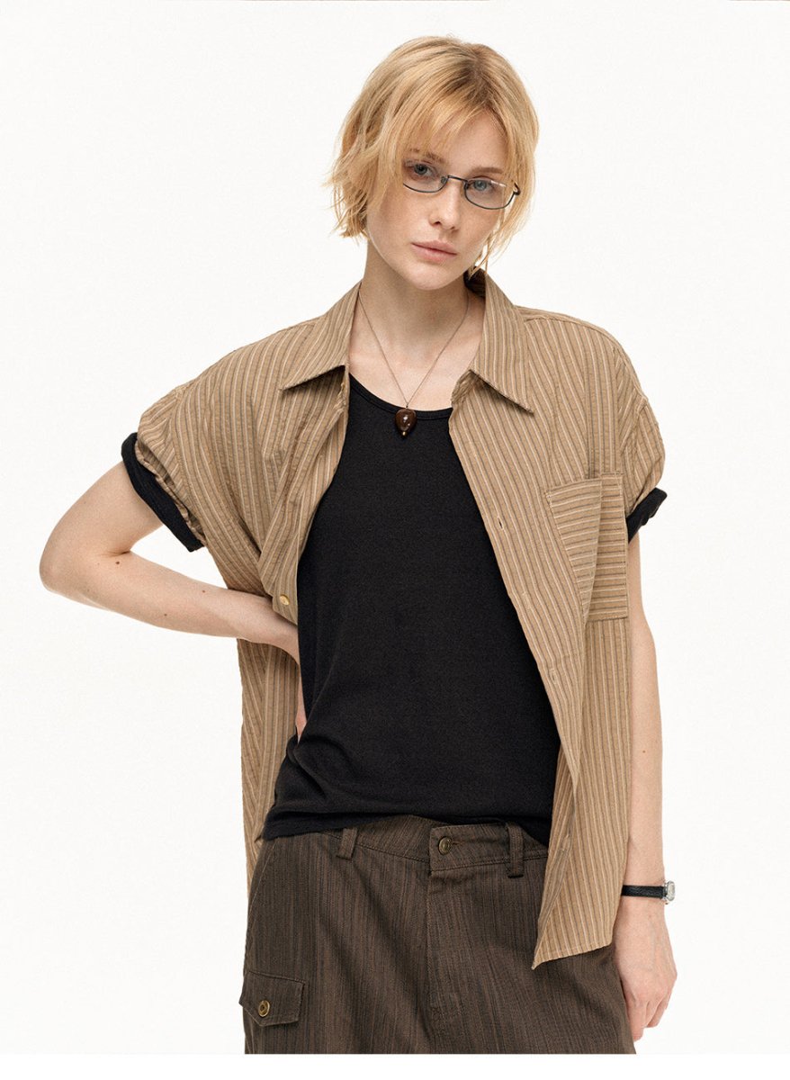 MADWITCH VINTAGE STRIPE RELAXED SHIRT RC119 - MadWitch Store