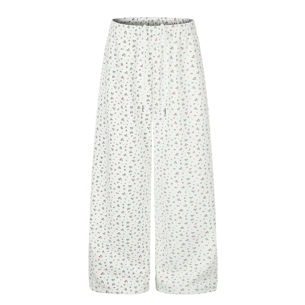 MADWITCH FLORAL-PRINT ELASTIC-WAIST WIDE-LEG PANTS #C1100