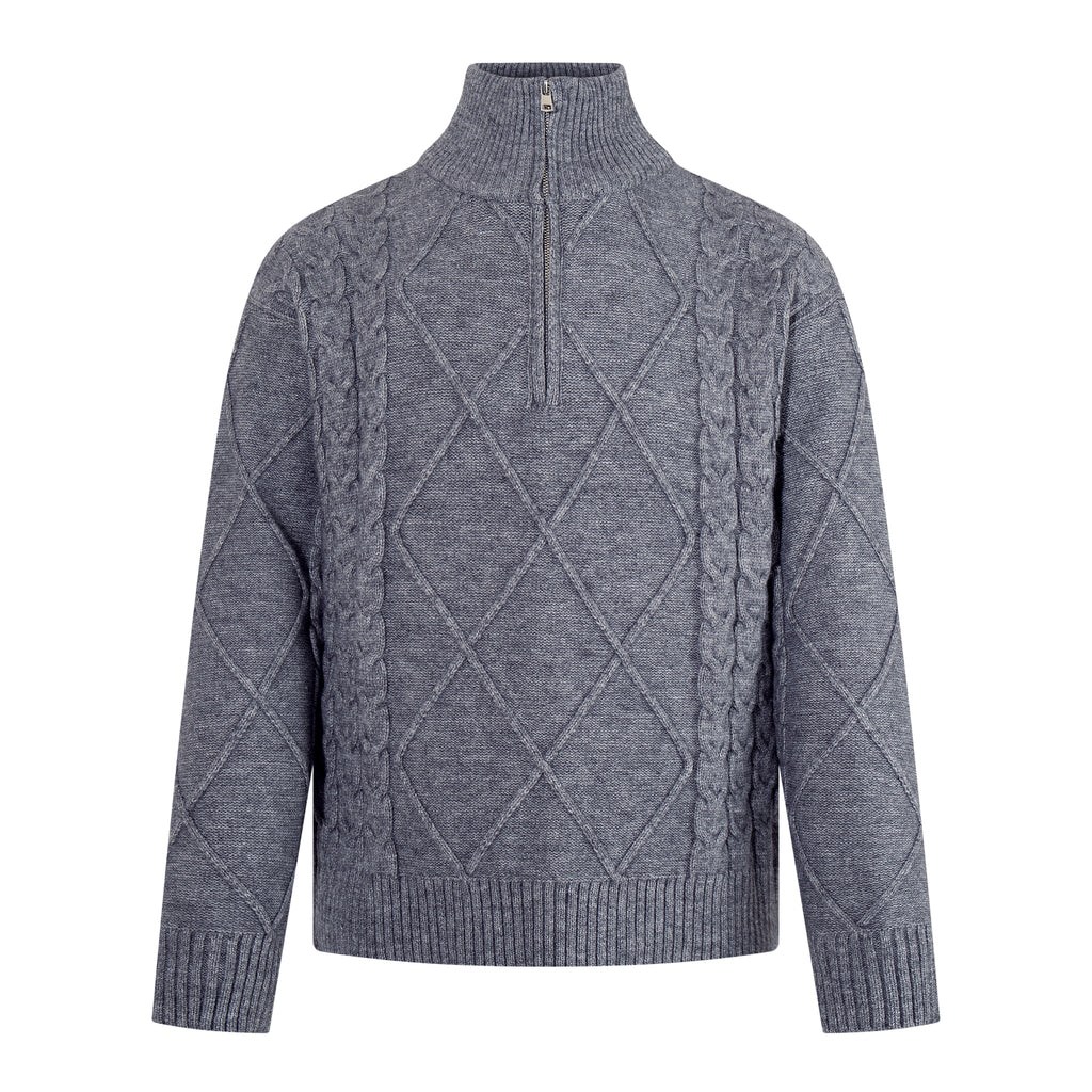 MADWITCH HALF-ZIP ARGYLE KNIT SWEATER #AW26825
