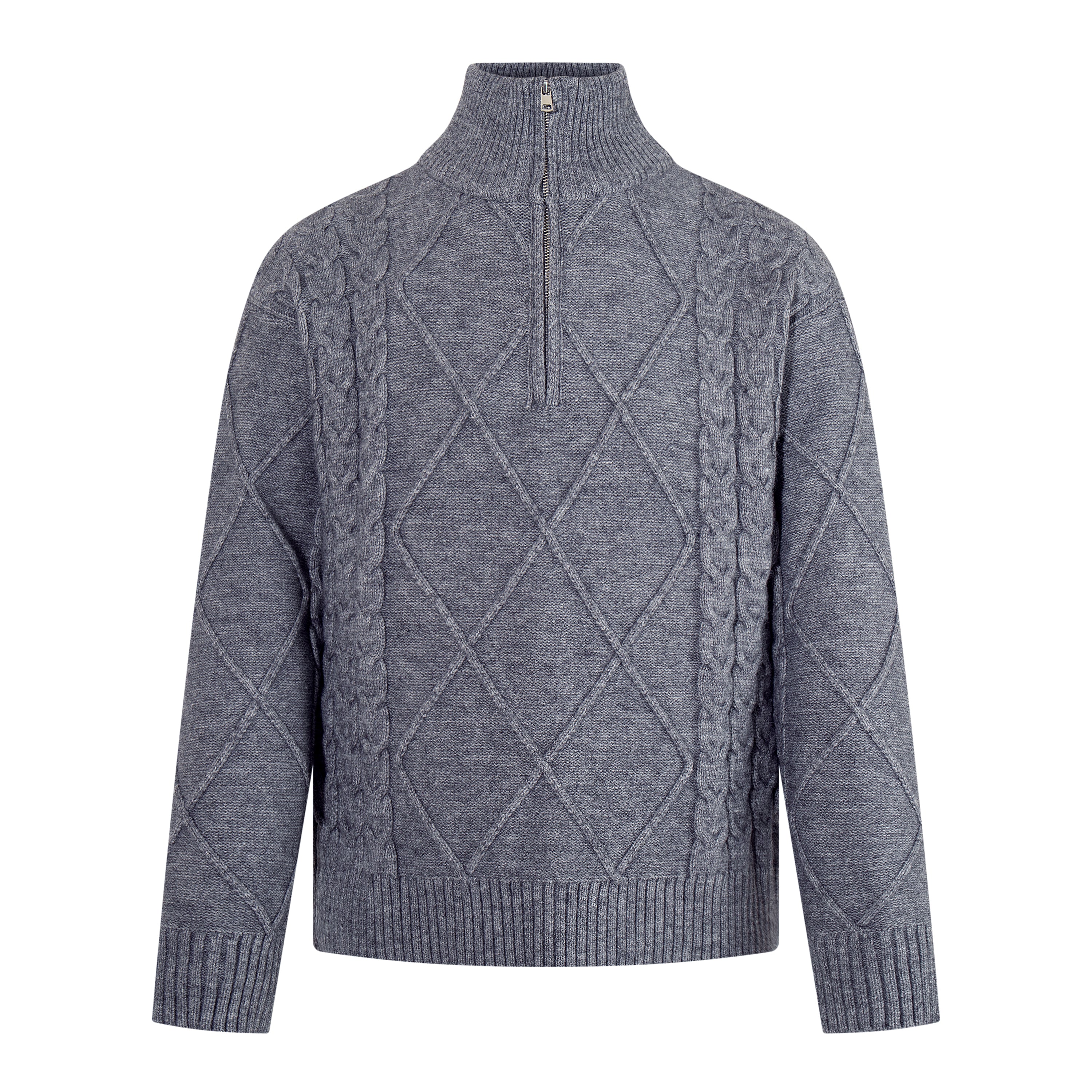 MADWITCH HALF-ZIP ARGYLE KNIT SWEATER #AW26825