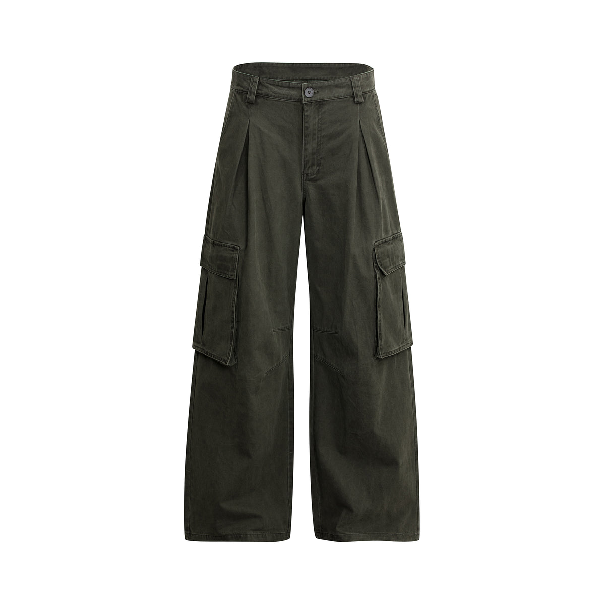 MADWITCH PLEATED WASHED CARGO WIDE-LEG TROUSERS #7621