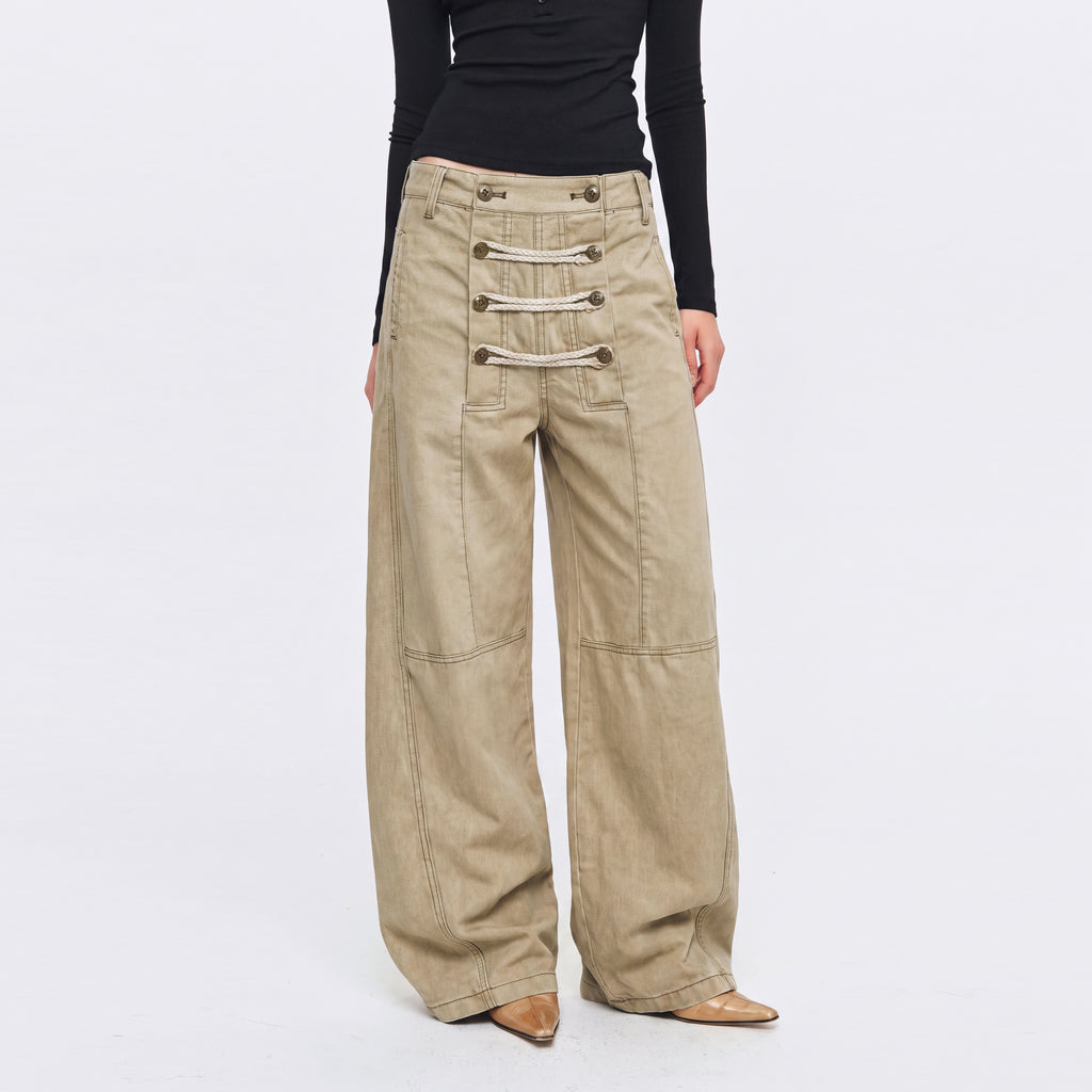 MADWITCH BRAIDED NAPOLEON WIDE-LEG PANTS #Y6790