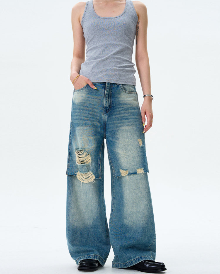 MADWITCH PATCHWORK DISTRESSED JEANS #CK1168