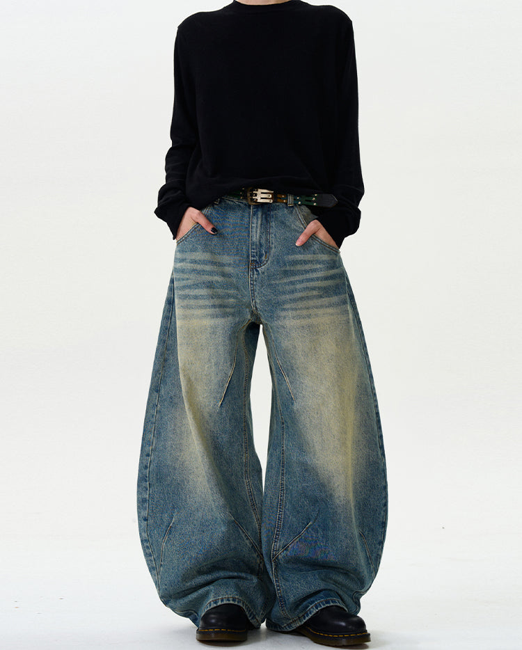 MADWITCH BEND-LEG WIDE-LEG DENIM JEANS #CK9367