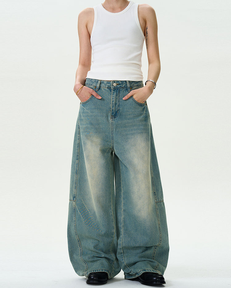 MADWITCH WASHED BAGGY DENIM PANTS #D1675