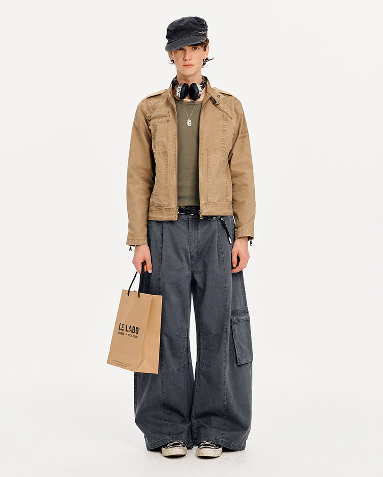 MADWITCH PATCHWORK CROPPED WORK JACKET #CW1325