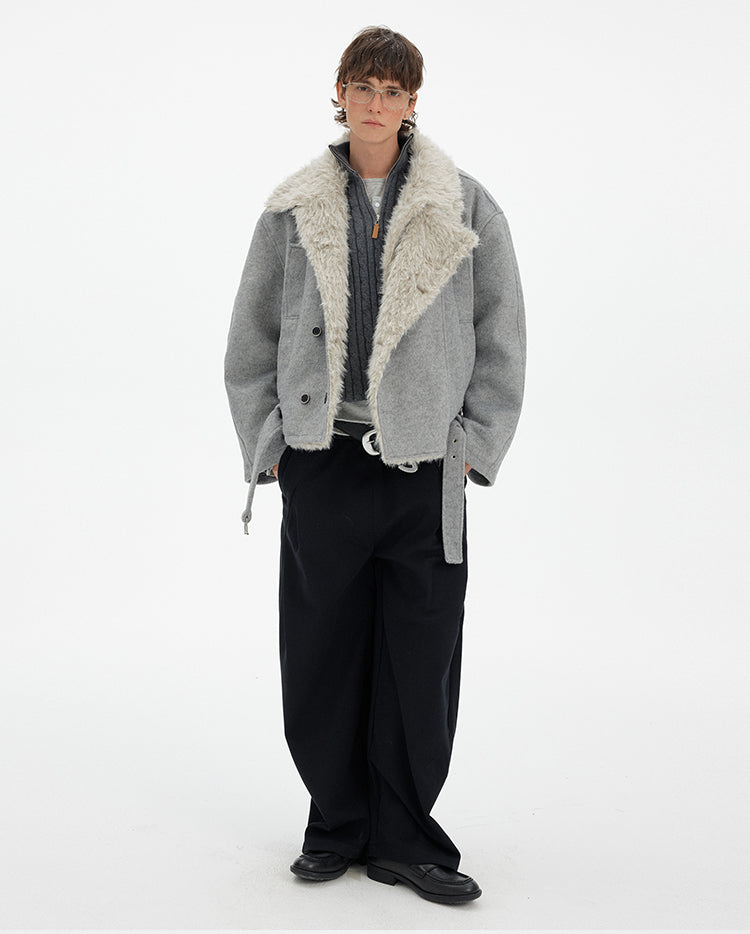 MADWITCH RETRO DOUBLE-BREASTED FUR PARKA #880560