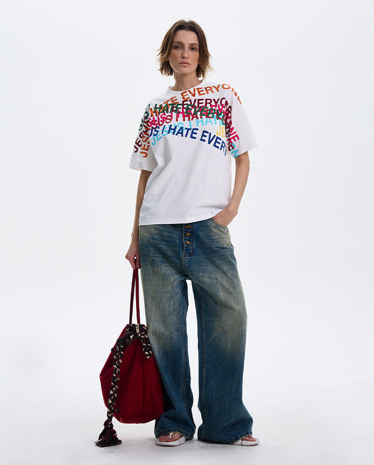 MADWITCH ORIGINAL LETTER PRINT T-SHIRT #MD4113