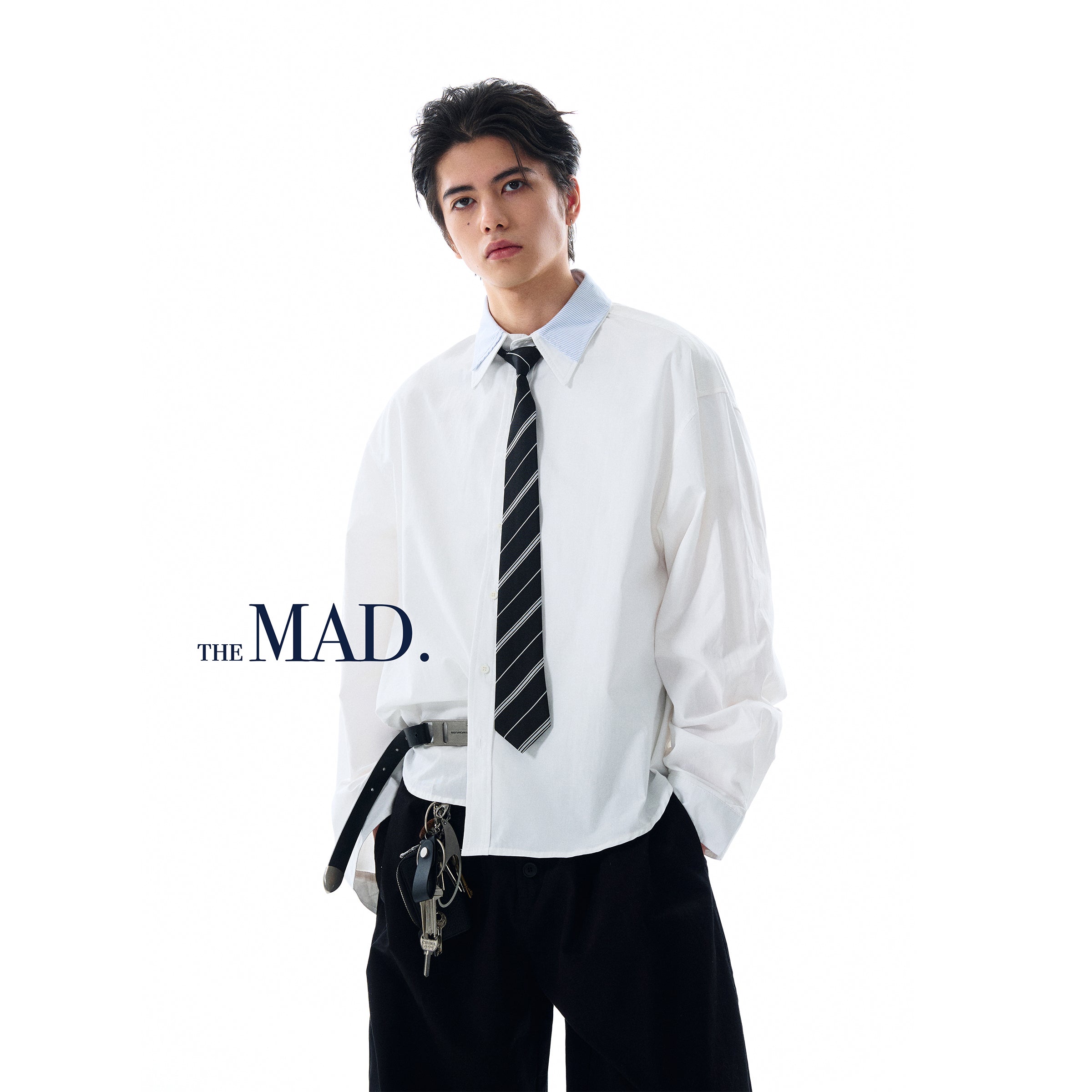 MADWITCH DOUBLE COLLAR PATCHWORK SHIRT #RC140