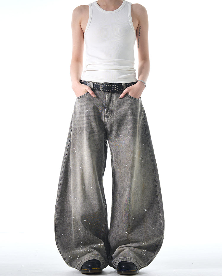MADWITCH WIDE-LEG BEND-KNIFE JEANS #FX066