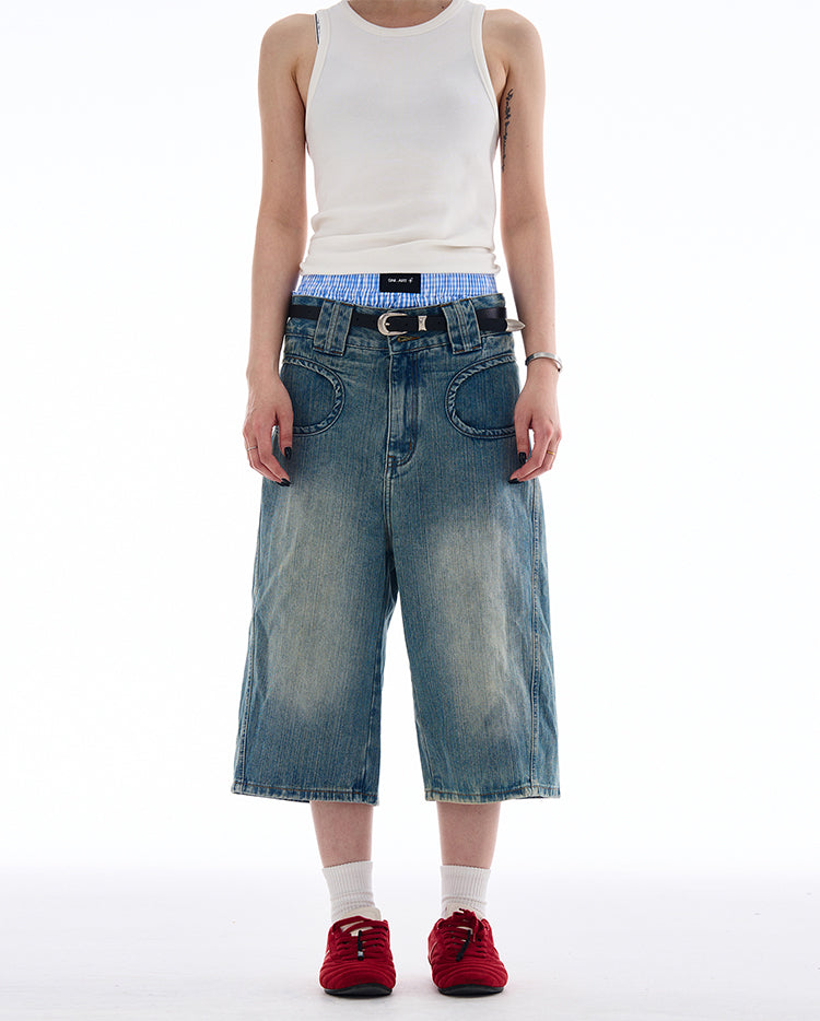 MADWITCH DESIGNER-STYLE CROPPED JEANS #L826