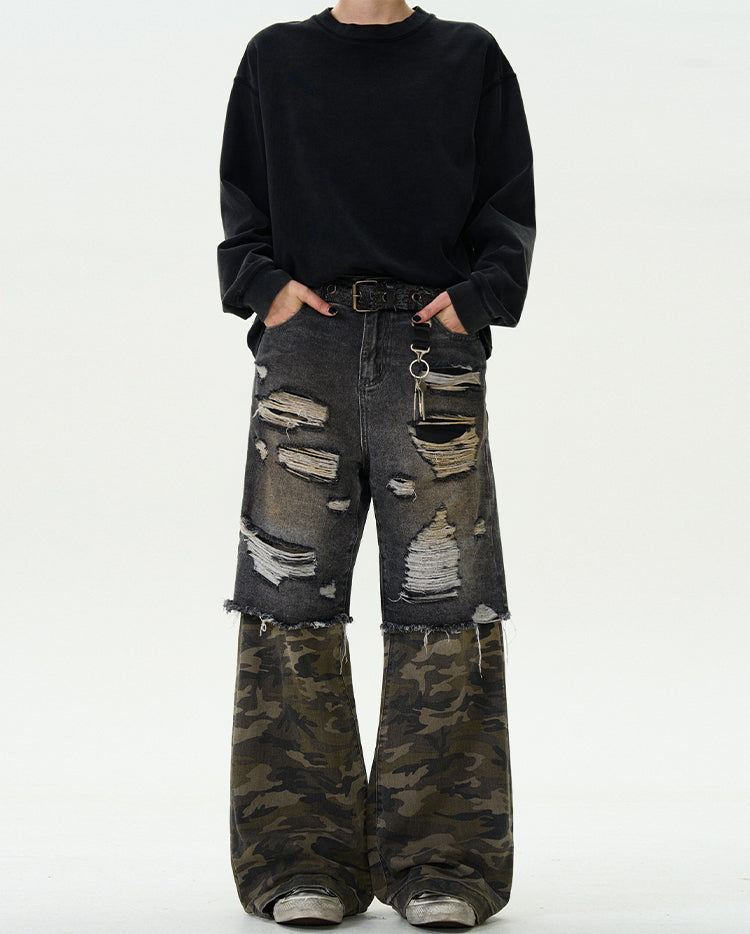 MADWITCH PATCHWORK DISTRESSED DENIM #G6605