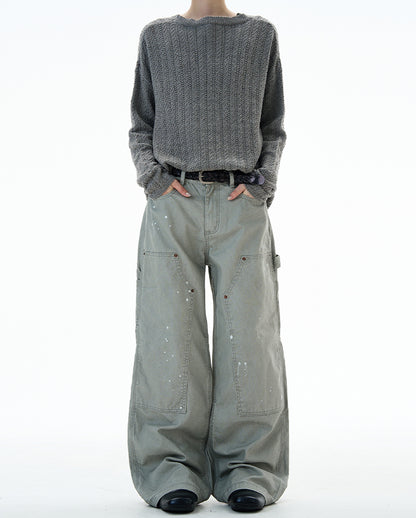 MADWITCH UNISEX PAINT SPLATTER CARGO PANTS #Z031