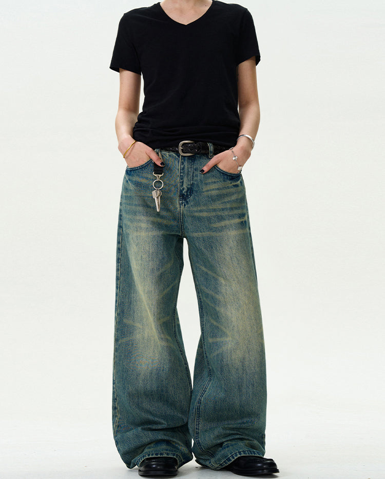 MADWITCH STRAIGHT LEG WIDE-LEG DENIM PANTS #G6621