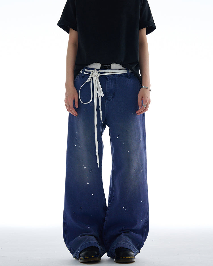 MADWITCH VINTAGE SPLATTERED DENIM JEANS #G6671